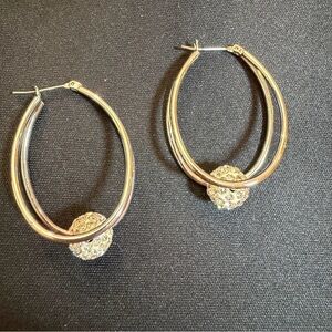 Silver Infinity Hoop Earrings with Crystal Charm